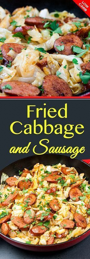 Fried Cabbage And Sausage, Fried Cabbage With Sausage, Cabbage Dishes, Southern Fried Cabbage, Diet Desserts Recipes, Smoked Sausage Recipes, One Pan Meal, Cabbage And Sausage, Cabbage Recipe