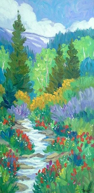 Laura Reilly, Guided Painting, Frit Painting, Posca Art, Oil Pastel Paintings, Small Canvas Paintings, Easy Canvas Painting, Landscape Art Painting, Impressionism Painting