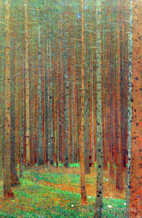 "Fir Forest" by Gustaf Klimt Gustav Klimt Art, Klimt Paintings, Klimt Art, Forest Photos, Scenic Art, Art Print Display, Wow Art, Pine Forest, Landscape Artist