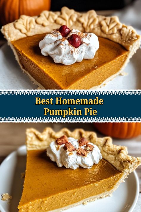 Savor the velvety texture and rich flavors of this best-ever homemade pumpkin pie. With a golden crust and a spiced filling, it’s the perfect ending to your Thanksgiving feast or any autumn dinner. Best Ever Pumpkin Pie Recipe, Best Pumpkin Pie Crust, Best Thanksgiving Pies Recipes, Homemade Thanksgiving Pies, Best Pumpkin Pie Crust Recipe, Fall Pie Recipes Thanksgiving, Thanksgiving Pies Recipes, Pumpkin Pie Filling Recipe, Pumpkin Pie Crust Recipe