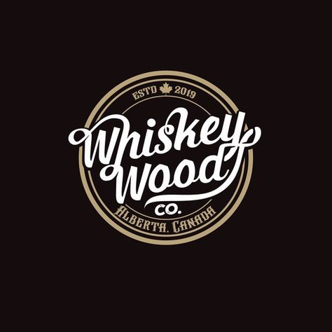 App Design Trends, Whiskey Logo, Whisky Bar, Woodworking Logo, Creative Logo Design, Bar Logo, Logo Design Ideas, Service Logo, Circle Logo