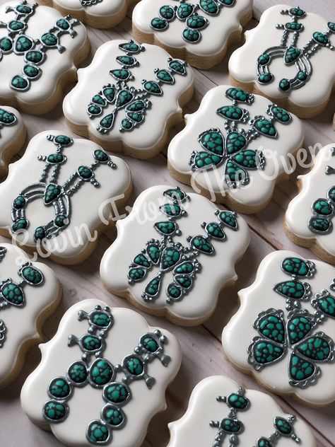 Jewelry Cookies, Royal Icing Decorated Cookies, American Cookies, Blossom Cookies, Cowboy Birthday Party, Cowboy Birthday, Bakery Business, Squash Blossom, French Pastries