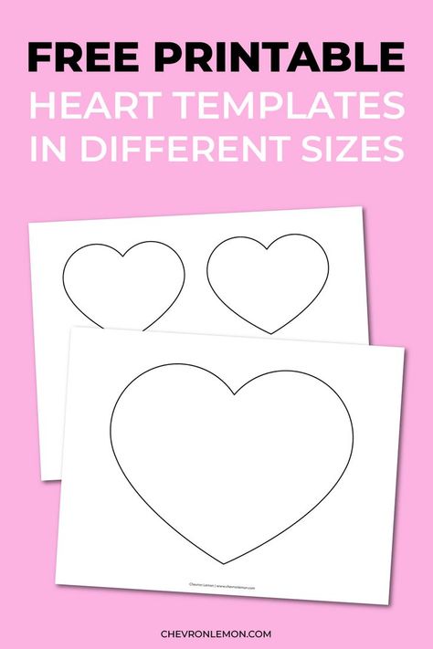 Free printable heart templates in different sizes Shrug Diy Sewing, Heart Templates Free Printables, Heart Patterns Printable, Heart Shapes Template, Printable Heart Template, Heart Blocks, Heart Shaped Valentines, Heart Printable, Valentine's Day Printables