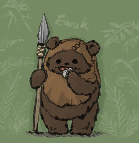 Ewok Ewoks Star Wars Wallpaper, Ewok Fan Art, Star Wars Prints Aesthetic, Star Wars Ewok Art, Endor Star Wars Aesthetic, Ewok Nursery, Star Wars Cartoon Drawings, Ewok Wallpaper, Star Wars Art Drawings Easy