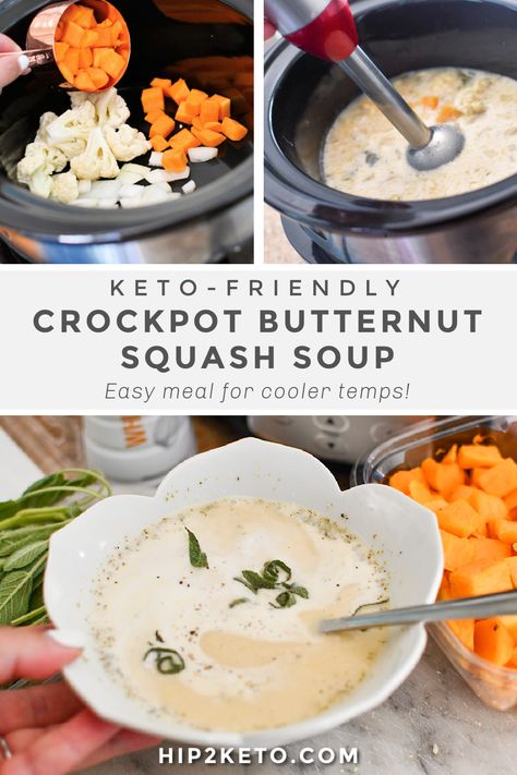 Keto Butternut Squash Soup, Keto Butternut Squash, Soup In The Crockpot, Butternut Squash Soup Crockpot, Light Soups, Finding Strength, Crockpot Recipe, Keto Soup, Low Carb Soup