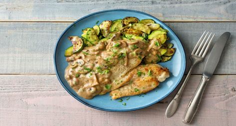 Healthy Chicken Marsala, Hello Fresh Chicken, Skillet Zucchini, Zucchini And Mushroom, Marsala Chicken Recipes, Pan Sauce, Hello Fresh Recipes, Chicken Marsala, Fresh Chicken