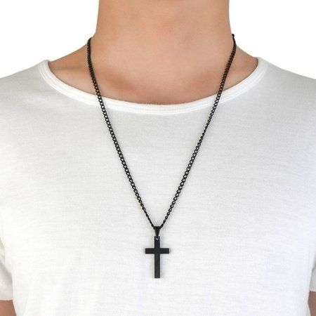 Cross Pendant Necklace Men, Cross Pendant Men, Black Cross Necklace, Cross Necklace For Men, Stainless Steel Cross Pendant, Gold Chains For Men, Mens Chain Necklace, Mens Jewelry Necklace, Black Cross