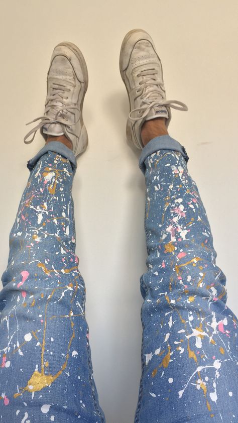 Painted jeans man What To Do When Bored, Painted Jeans, Patterned Jeans, Combat Boots, Mens Jeans, Pop Art, Trousers, Boots, Pants