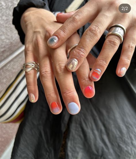 Beach’s Nails, Jan Nail Ideas, Colourful Short Nails, Nail Sns Ideas, Japanese Nails Designs, Colour Nail Designs, Japanese Jelly Nails, Fun Short Nails, Ocean Themed Nails