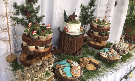 Enchanted Forest Theme Baby Shower, Enchanted Forest Baby Shower Theme Boy, Forest Dessert Table, Hobbit Baby Shower Ideas, Woodland Baby Shower Backdrop, Birthday Event Ideas, Enchanted Forest Baby Shower, Babby Shower, Angel Baby Shower