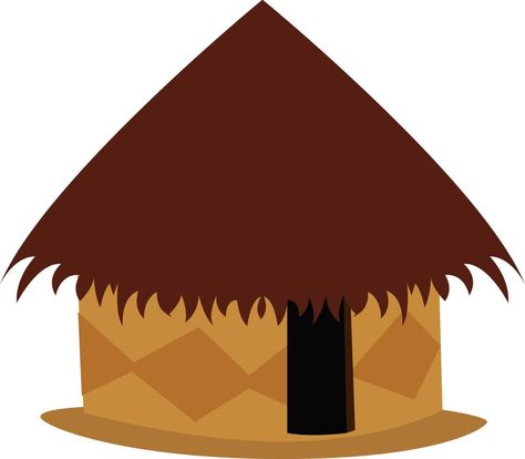 Small hut, illustration, vector on white background. Hut Village Concept Art, Hut Concept Art, Hut Illustration, Hut House Indian Village, Hut Clipart, Hut Images, Bhunga Huts, Woodland Baby Quilt, Collage Quilting