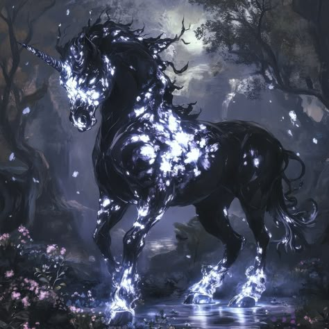 Glowing Unicorn #aiart #aiartworks #aiartdaily #generativeart #aiartcommunity #digitalart #generatedart #art #digitalpainting #artist #artwork #digitalartist #characterdesign #characterart #fantasyart #fantasyartwork #fantasy #unicorn #unicornart Dark Unicorn Aesthetic, Abyss Creatures, Animated Unicorn, Fantasy Art Ideas, Dark Unicorn, Paw Drawing, Magical Beasts, World Creation, Fantasy Unicorn