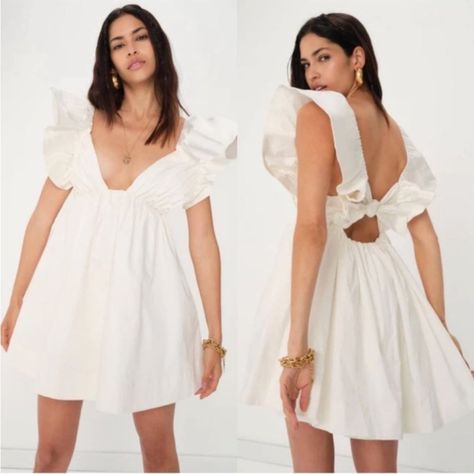 Questions? Leave A Comment Below! New With Tags Size Xs/S/M/L Available White Puff/Ruffle Sleeves Mini Aloha Dress, Plunge Mini Dress, Babydoll Mini Dress, Twist Front Dress, Ivory Lace Dress, Bird Dress, Floral Slip Dress, White Eyelet Dress, Bodycon Dress With Sleeves