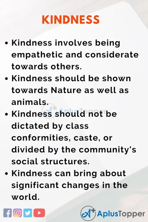 #KindnessEssay #AplusTopper Prosocial Behavior, Personal Qualities, World Wars, Beautiful Places To Live, Self Absorbed, Short Essay, Essay Examples, Can You Be, Core Values