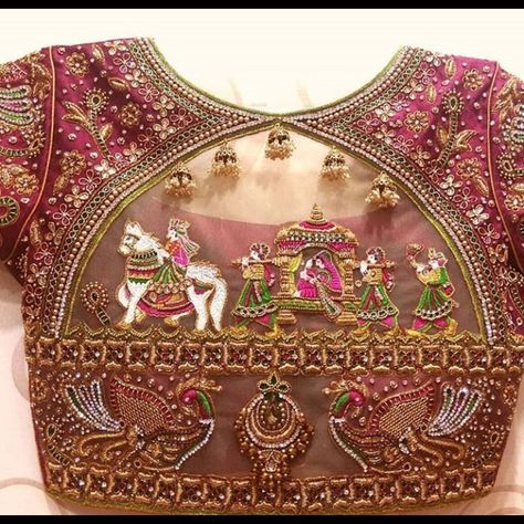 Palanquin Design, Blouse Designs For Wedding, Beautiful Blouse Designs, Wedding Blouses, Dress India, Indian Blouse Designs, Blouse Necklines, Latest Bridal Blouse Designs, Wedding Drawing