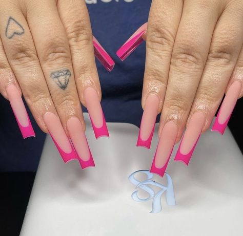 Long Square Acrylic Nails Designs Pink, Long Acrylic French Nails, Long Almond Acrylic Nails, Pink Square Nails, Pink French Tip, Long Acrylic Nail Designs, Drip Nails, White Acrylic Nails, Long Nail