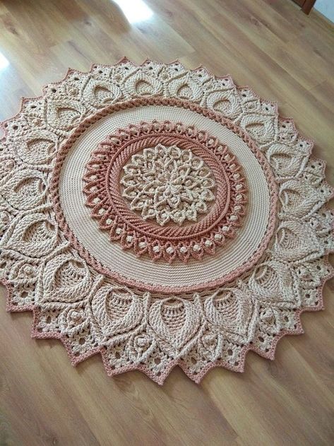 Crochet Mat Rug, Round Crochet Rug, Crochet Rug Pattern, Taplak Meja Crochet, Crochet Rug Patterns Free, Crochet Doily Rug, Crochet Mat, Round Crochet, Crochet Doily Diagram