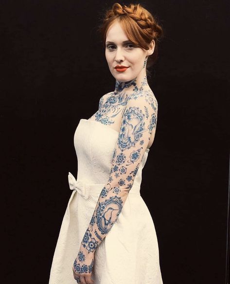 Porcelain Tattoo, Blue Tattoos, Blue Ink Tattoos, Scalp Tattoo, Blue Tattoo, Full Body Tattoo, Sleeves Ideas, Elegant Tattoos, Henna Tattoo Designs