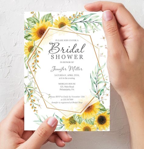 Rustic Sunflower Wedding, Boho Bridal Shower Invitations, Bridal Shower Invitations Printable, Sunflower Themed Wedding, Sunflower Bridal Shower, Bridal Sunflowers, Sunflower Wedding Invitations, Bridal Shower Printables, Boho Bridal Shower