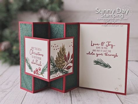 Fancy Christmas Cards, Folded Christmas Cards, Christmas Greens, Fancy Fold Card Tutorials, Holiday Gift Card, Card Folds, Fun Folds, Christmas Card Set, Christmas Classic