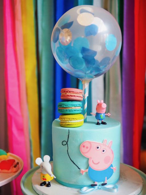 George Cake Peppa, Peppa And George Birthday Party, Boys Peppa Pig Birthday Party, Peppa Pig Birthday Party Boy, Peppa Pig Birthday Cake For Boys, Peppa Pig Boy Birthday Party, Peppa Pig Birthday Party Cake, George Pig Birthday Cake, George Pig Cake