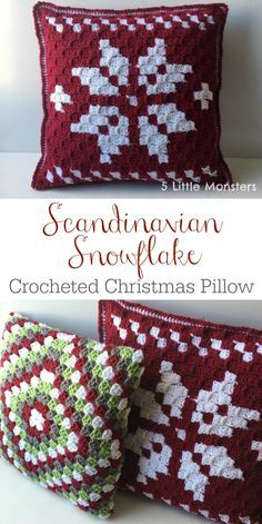 Crocheted Pillows, Crocheted Christmas, Crochet Xmas, Crochet Cushion Cover, Crochet Pillow Pattern, Confection Au Crochet, Crochet Pillows, Crochet Christmas Decorations, Corner To Corner