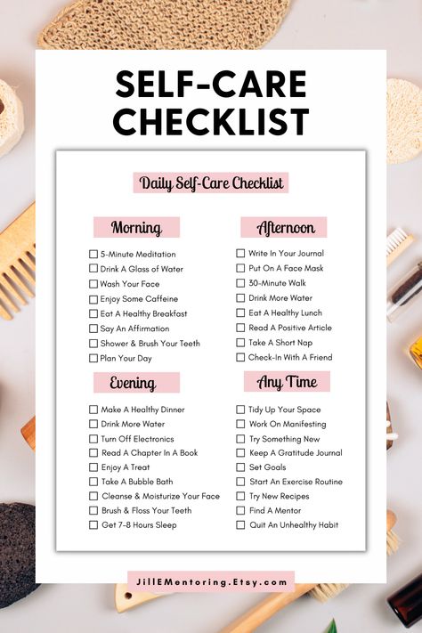 Self Care Habit Tracker, Daily Self Care Checklist, Self Care Tracker, Printable Self Care, 5 Minute Meditation, Daily Self Care, Self Care Checklist, Habit Tracker Printable, Medical Tests