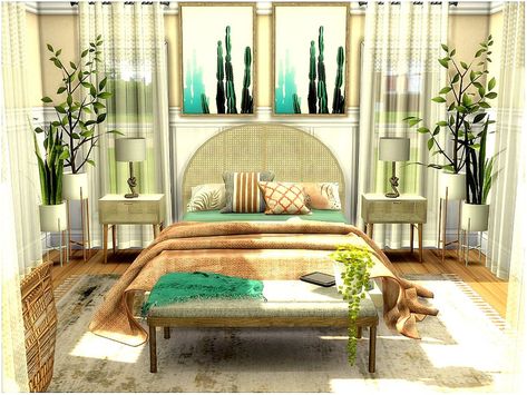 Sims 4 Cc Nature, Nature Bedroom, Small Modern Bedroom, Natural Room, Natural Bedroom, Sims 4 Bedroom, Nature Background Images, Casas The Sims 4, Sims 4 Downloads