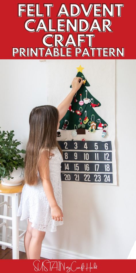 Non-Candy DIY Advent Calendar Felt Craft #christmas #christmas-decor #cricut-maker #decor #diy #felt #gift-giving-ideas#arts-and-crafts-ideas #christmas-crafts #cricut #holiday-crafts #sustainmycrafthabit Advent Calendar Felt, Felt Advent Calendar, Calendar Craft, Advent Calendars For Kids, Retro Ornaments, Felt Tree, Craft Christmas, Diy Advent Calendar, Fabric Ideas