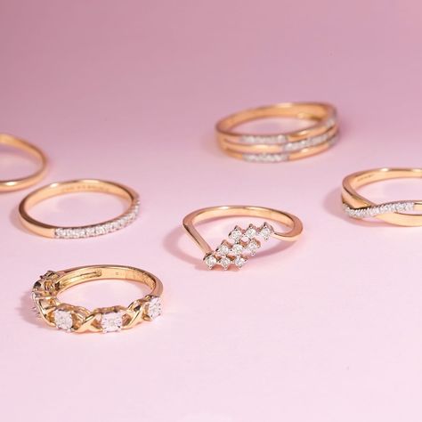 CaratLane on Instagram: “How many diamond rings are too many diamond rings? 🤔 Go to link in bio to explore more exquisite designs 💍✨ . . . . . . . . . . . .…” Caratlane Diamond Rings, Jewelry Minimal, Rose Gold Promise Ring, Heart Promise Rings, Blue Engagement Ring, Gold Promise Rings, Elegant Engagement Rings, Rings Rings, Sapphire Engagement Ring Blue