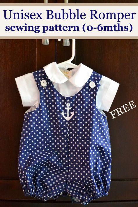 FREE Unisex Bubble Romper sewing pattern (0-6mths). Here's a great Bubble Romper sewing patern that is both FREE andd easy and quick to make. #SewModernKids #SewingForBaby #BabySewingPattern #SewingARomper #RomperSewingPattern Romper Sewing Pattern, Baby Romper Pattern, Diy Sy, Baby Bubble Romper, Baby Mode, Boy Sewing, Sewing Baby Clothes, Romper Pattern, Baby Bubble