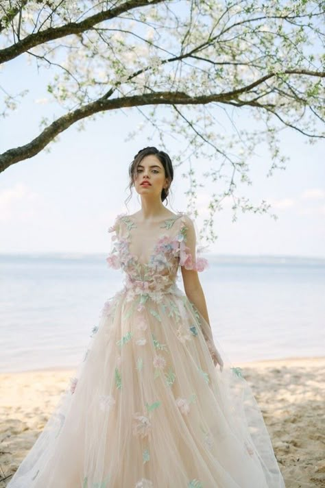 Wedding Dresses Whimsical, Muslimah Wedding Dress, Be Unforgettable, Romantic Wedding Dress, Floral Wedding Dress, Fairy Wedding, Eve Dresses, Out Of The Blue, Dream Wedding Ideas Dresses