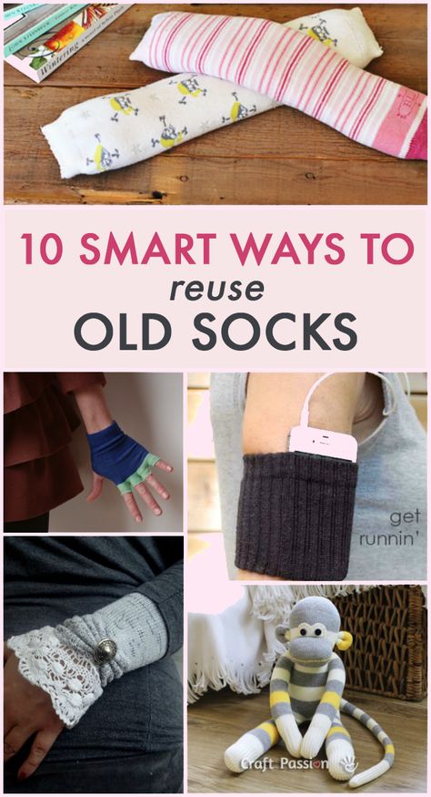 10 Ways To Reuse Old Socks Reuse Old Socks, Sock Diy Repurpose, Sock Upcycle Ideas, Repurpose Old Socks, What To Do With Old Socks, Recycling Socks, Old Socks Ideas, Recycle Socks, Old Clothes Diy