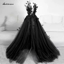 Princess Birthday Dress, Feather Wedding Dress, Gaun Tulle, Birthday Dress For Women, Classic Wedding Gown, Black Feather Dress, Bridal Wedding Gowns, Wedding Dress With Feathers, Black Wedding Gowns