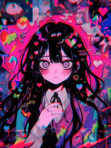 Yami Kawaii Art, Anime Ghost, Palette Art, Glitch Art, Neon Art, Art Poses, Kawaii Art, Cartoon Art Styles, Anime Style