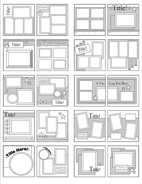 copic color combinations | Scrapbook Page Sketches, by Katie Butler Page Sketches, Ide Scrapbook, Scrapbook Planning, Scrapbook Inspo, Scrapbook Design Layout, Anniversary Scrapbook, Scrapbooking Sketches, Becky Higgins, Simple Scrapbook