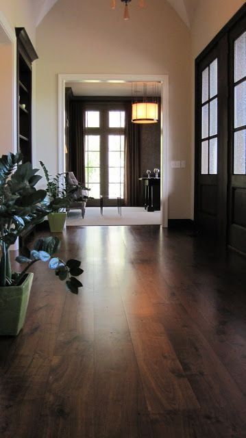 Flooring Renovation, Dark Brown Wood Floors, Bedroom Wooden Floor, Inlay Flooring, Rustic Wood Floors, Trendy House, Hardwood Floors Dark, Dark Hardwood, Walnut Floors