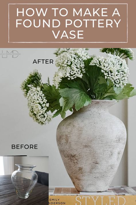 Turning a Glass Vase Into Antique Pottery. | Leah Maria Designs Diy Vase Decor, Diy Painted Vases, Vasos Vintage, Hemma Diy, Antique Pottery, Diy Pottery, Painted Vases, Diy Vase, Pottery Vase