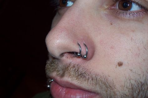 Nose Pricing, Double Nose Piercing Same Side, Types Of Nose Piercings, Nose Piercing Nostril, Types Of Nose, Double Nostril, Double Nostril Piercing, Upper Lip Piercing, Piercing Nostril