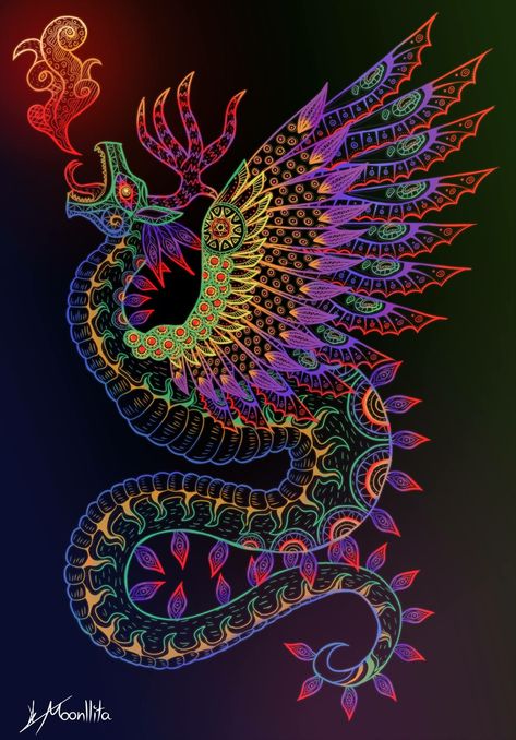 Mexican Alebrijes Drawing, Mexican Dragon Tattoo, Alebrije Painting, Alebrijes Tattoo, Alebrije Tattoo, Mexican Dragon, Latin Art, Small Phoenix Tattoos, Rose Sketch