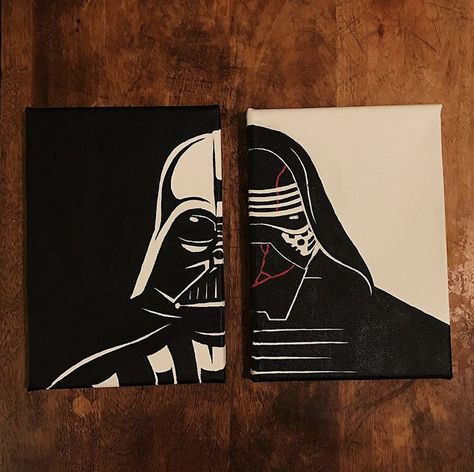 Darth Vader Painting Easy, Kylo Ren Painting, Darth Vader Painting, Darth Vader Canvas, Star Wars Art Painting, Diy Minecraft Decorations, Star Wars Painting, Diy Minecraft, Dark Vador