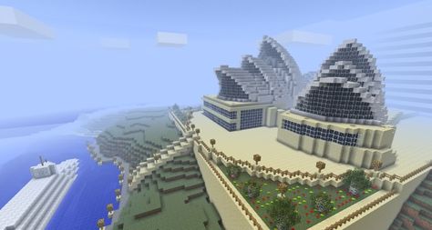 amazing minecraft builds | sydney opera house in minecraft Amazing Minecraft Builds, Minecraft Creative Ideas, Amazing Minecraft Houses, Minecraft Creative, Dream Minecraft, House In Minecraft, Minecraft Images, Novelty Store, Minecraft City