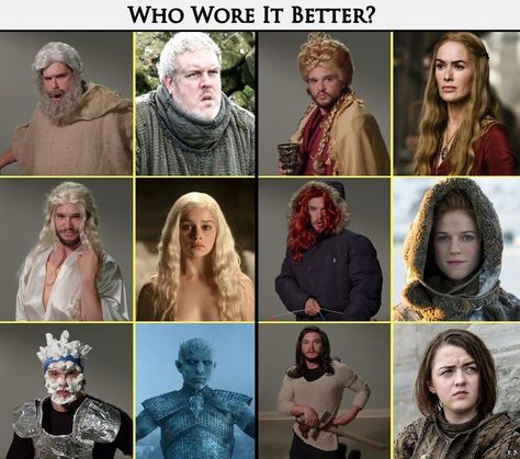 Who wore it better? Game Of Thrones Jokes, Game Of Thrones Meme, Game Thrones, Watch Game Of Thrones, Game Of Thrones Facts, Who Wore It Better, Game Of Thrones Quotes, Memes Life, Game Of Thrones Funny