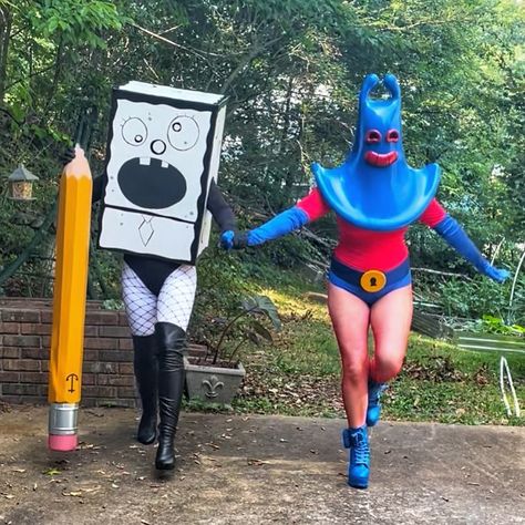 What’s the most fun cosplay you’ve done with your bestie? 🫶🏻 . . . . . #spongebob #doodlebob #manray #cosplay #bestie #bff Spongebob And Doodlebob Costume, Karen And Plankton Costume, Funny Spongebob Costumes, Fun Cosplay Ideas, Spongebob Group Costumes, Doodlebob Costume, Doodle Bob Costume, Funny Best Friend Halloween Costumes, Spongebob Cosplay