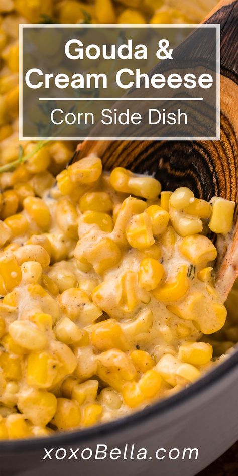 Cheesy Corn Casserole Recipe, Cheesy Corn Casserole, Corn Side, Cream Cheese Corn, Corn Side Dish, Creamed Corn Recipes, Thanksgiving Food Sides, Cheesy Corn, Cheese Corn