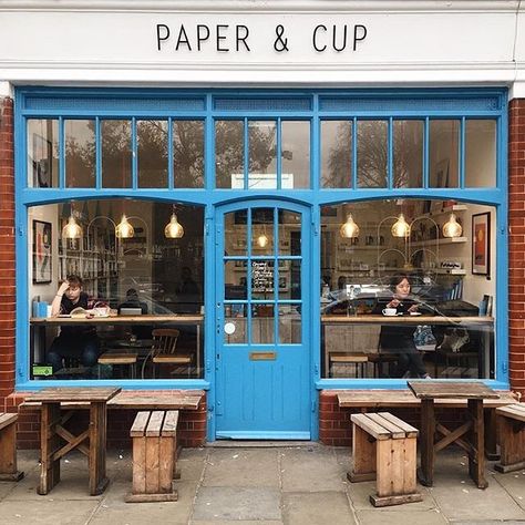 Paper & Cup a cute cafe in Shoreditch . Photo by @richardleemassey by londoncoffeeshops London Coffee Shop, Vintage Coffee Shops, Book And Coffee, Library Cafe, Bookstore Cafe, Cozy Coffee Shop, Lone Pine, Coffee Shop Aesthetic, Coffee Places