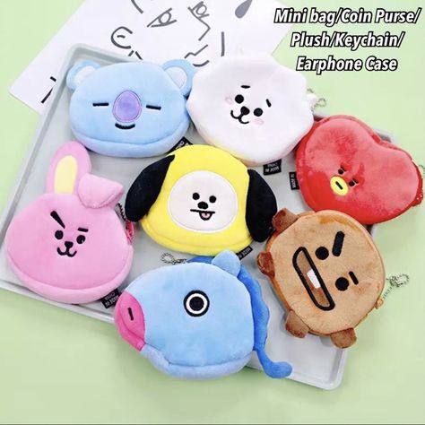 BTS BT21 Coin Purse Mini Bag Keychains Bt21 Plush, Purse Trends, Coin Purse Keychain, Purse Keychain, Cute Coin Purse, Mini Coin Purse, Bold Accessories, Mini Handbag, Animal Cartoon