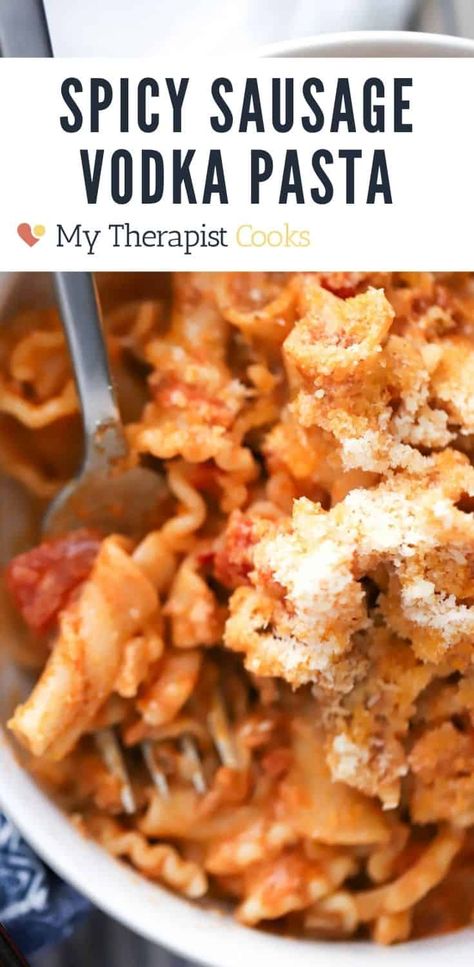 This Vodka Sauce Recipe with sausage is the most delicious sausage pasta recipe ever! 12 ingredients and just one hour to delicious creamy pasta. This is an easy pasta recipe that is delicious for a weeknight or weekend! Easy Vodka Sauce, Pasta Vodka, Spicy Vodka Sauce, Recipe With Sausage, Sausage Pasta Recipe, Vodka Sauce Recipe, Easy Pasta Recipe, Goat Cheese Pasta, Sausage Pasta Recipes