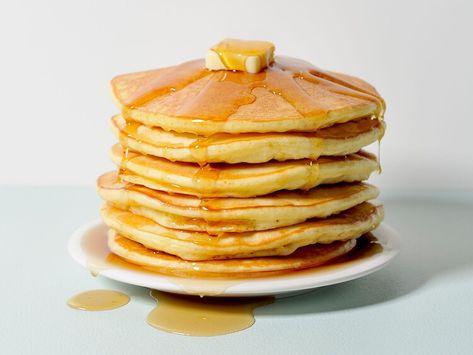 Try Our Quick Pancake Recipe, and Some Not-So-Basic Pancake Variations — Real Simple Quick Pancake Recipe, Pancake Fillings, Basic Pancake Recipe, Pancake Restaurant, Quick Pancakes, Homemade Brunch, Basic Pancakes, Carrot Cake Pancakes, Flavored Pancakes