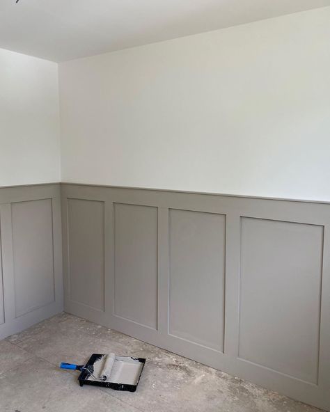 Panelling Nursery, Board And Batten Nursery Wall, Batten Panelling, Board And Batten Nursery, Mobile Home Renovations, Instagram Board, Board And Batten, Nursery Wall, Hallway